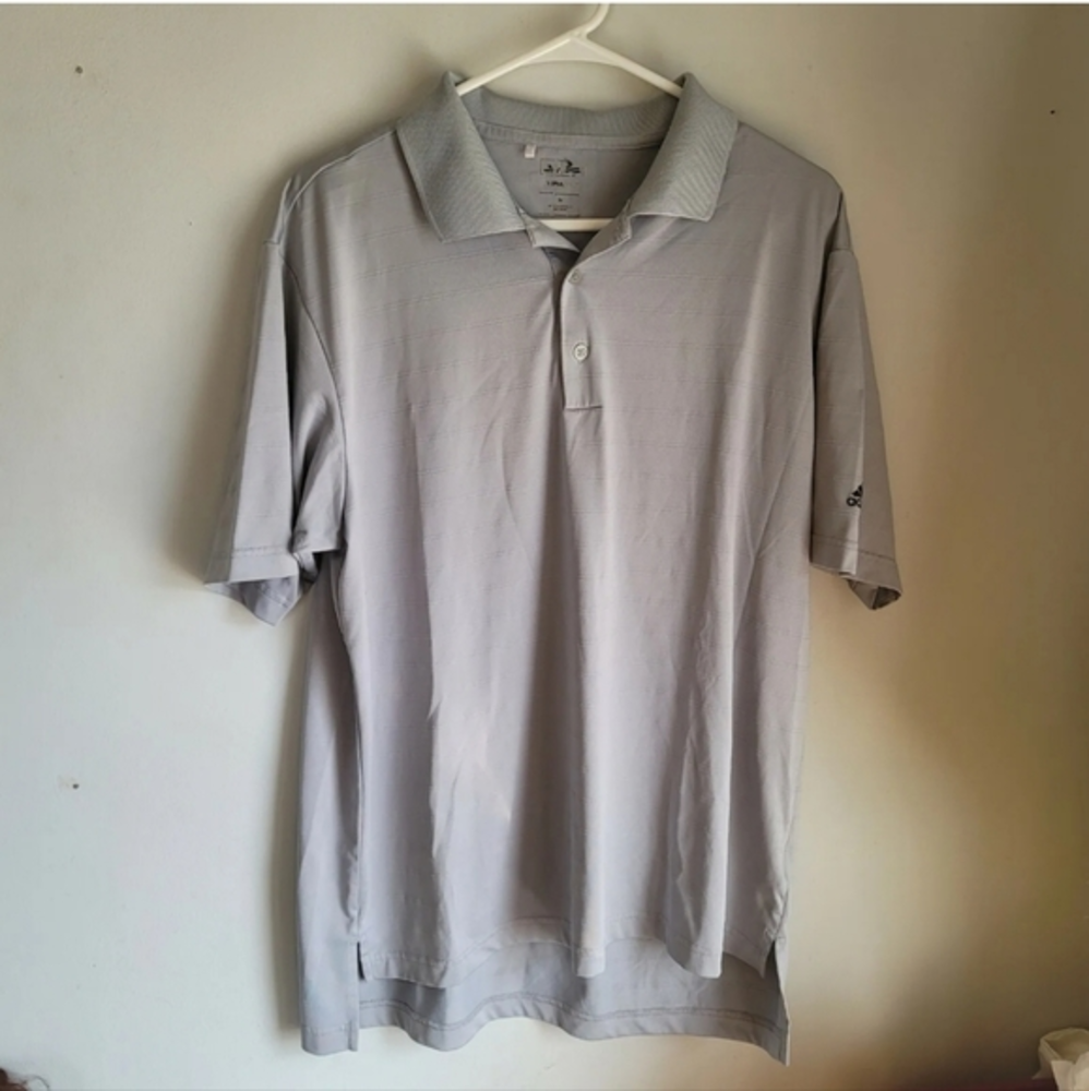 Adidas Polo Shirt Mens Medium Gray Short Sleeve Golf Stretch.Excellent‎